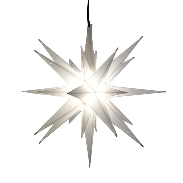 14\" LED Moravisk Stjerne Juletrepynt - Lyssterk Hvit Julestjerne - (Hvit LED)