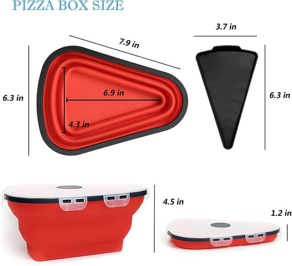 Rød, 1 stk., fødevaregodkendt silikone pizzaboks, sammenklappelig og genanvendelig