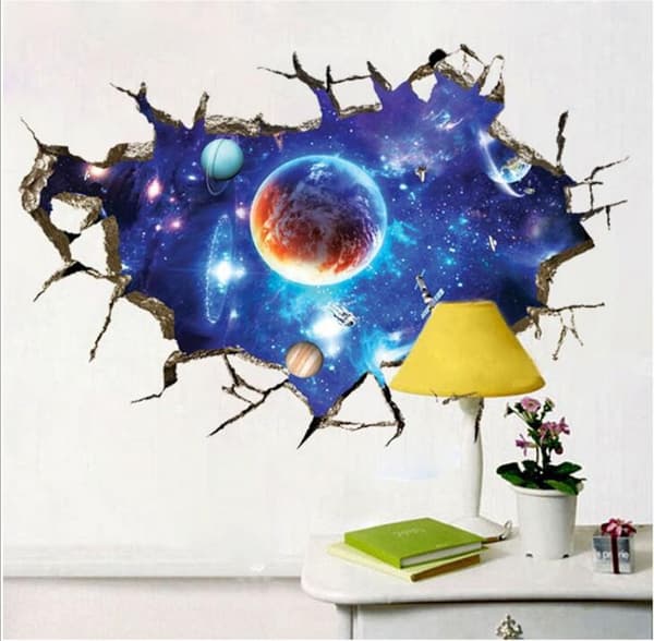 Broken Space Planet 3D Wall Sticker Living Room Bedroom Ceiling D