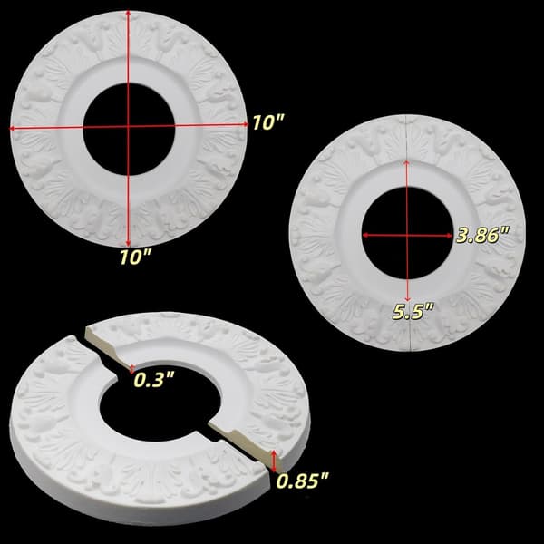 Hvide Split Loftrosetter 2 stk., 10\" OD x 3.86\" ID White 10x3.86 Inch