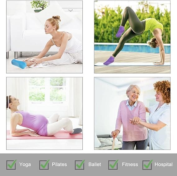 8 par skridsikre sokker til kvinder, yoga pilatesstrømper, gribesportsstrømper