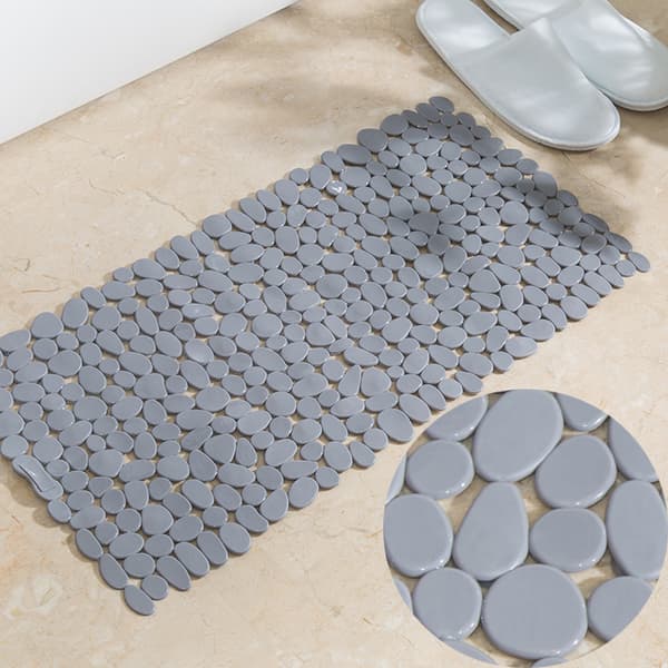 Badekarinnlegg ca. 70x35 cm dusjmatte i steinoptikk rektangulær grå