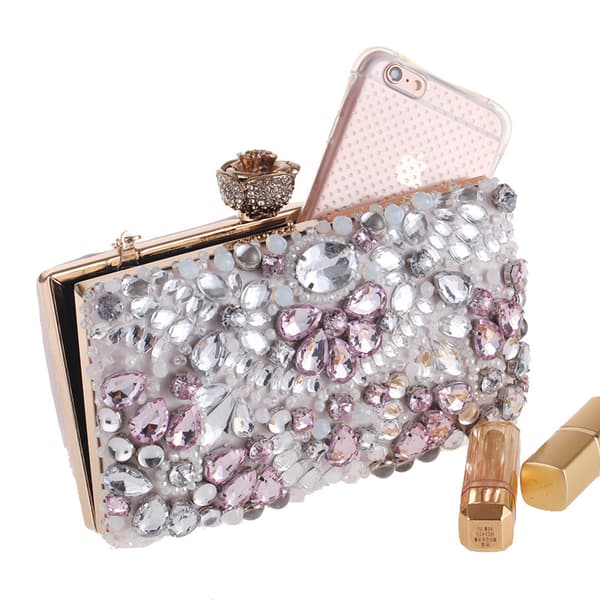 Rhinestone Embroidered Bag Clutch Evening Bag