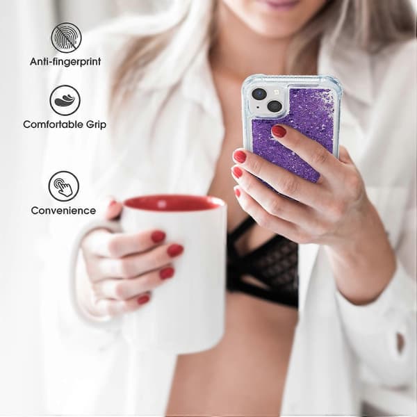 For iPhone 15 Kvikksand Glitter Paljetter Deksel TPU Støtsikkert Bakside - Lilla