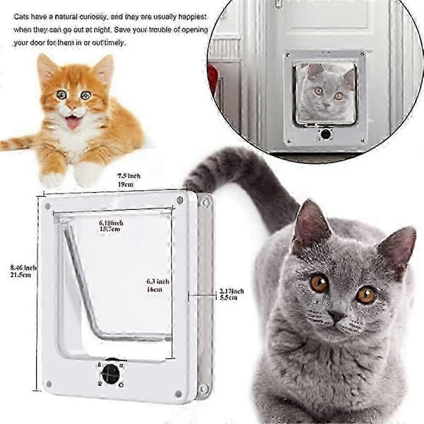 Heavy Duty Pet Door with 4-Way Locking Compatible with Inner/Outer Doors & Walls/Windows, Durable White XL white XL