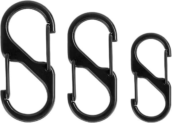 12-pack S-formade karbinhakar 48mm/40mm/32mm Metallkarbinhakar, Svart