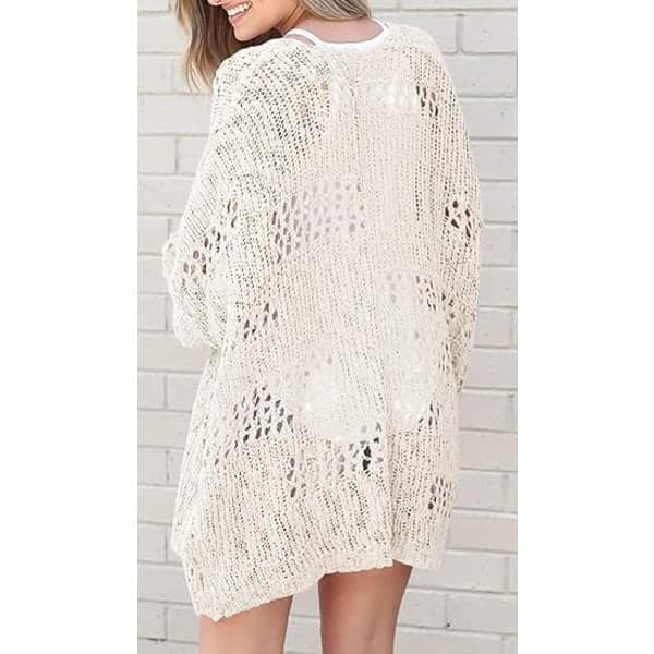Hæklet Kimono Boheme Langærmet Let Blød Oversized Cardigan