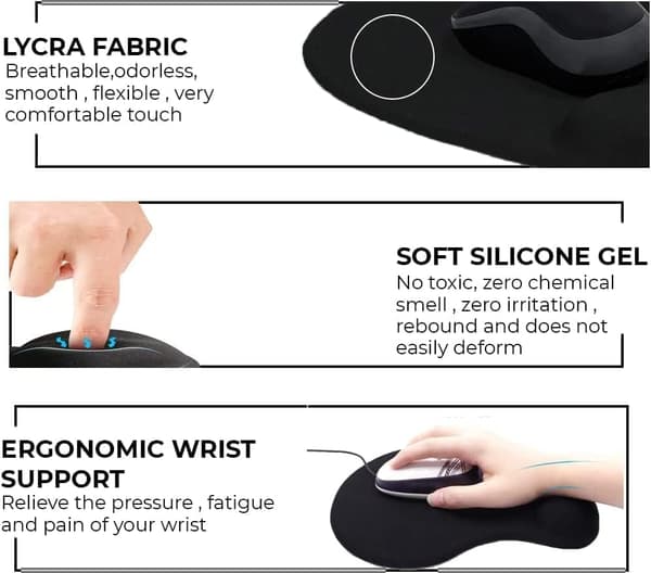 Ergonomisk musematte - Musematte med håndleddsstøtte, minneskum Wris