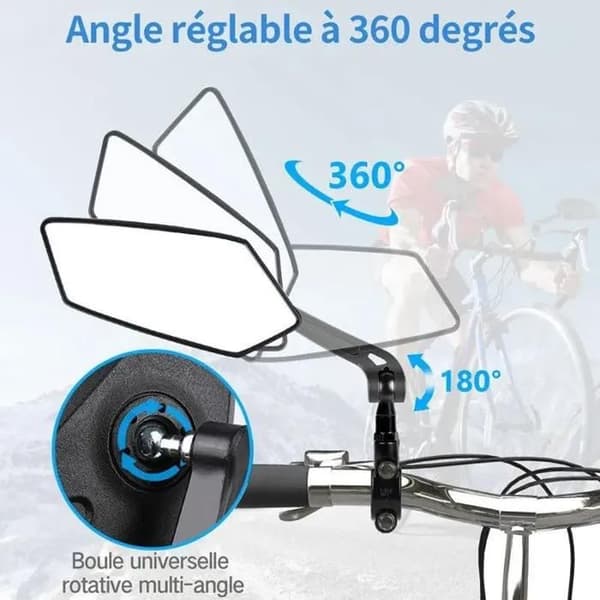 Elcykelspeglar, vikbara, kompatibla med styre, HD 20-24 mm, cykelsäkerhetsskydd