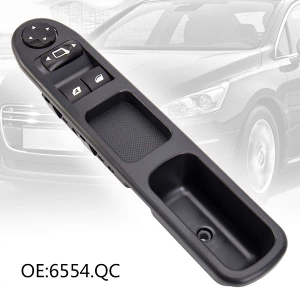 1 stk. (sort) 6554.QC Venstre strømafbryder til venstre fordør 6554QC Til Citroen