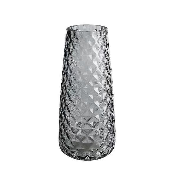 Decorative Vase Modern Semi-Transparent Grey, Vase for Office Home Shelf, Pineapple Texture