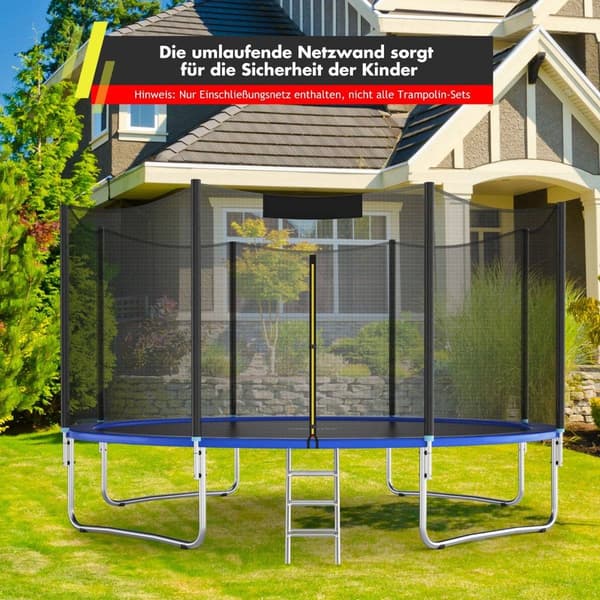 Trampolinsikkerhedsnet 427cm, Passer til 8 stolper, Lynlås