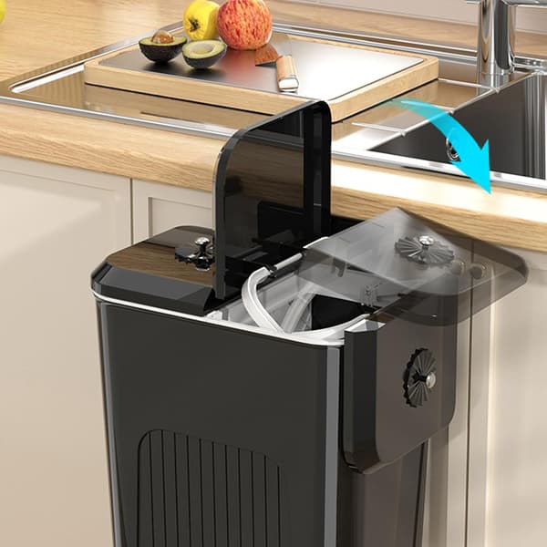 Wall-mounted Compost Bin for Dry and Wet Waste, Double Lid, Under-sink or Desk Trash Can, Home, Office, Black