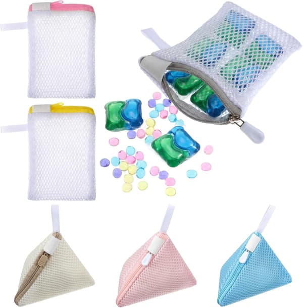 Set of 6 Mini Mesh Laundry Bags - Small Triangular Non-Stick Bags - Storage Bag for Scent Beads - Washing Machine