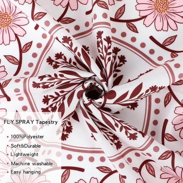 Mandala-veggteppe, estetisk, boho-veggteppe, rosa F