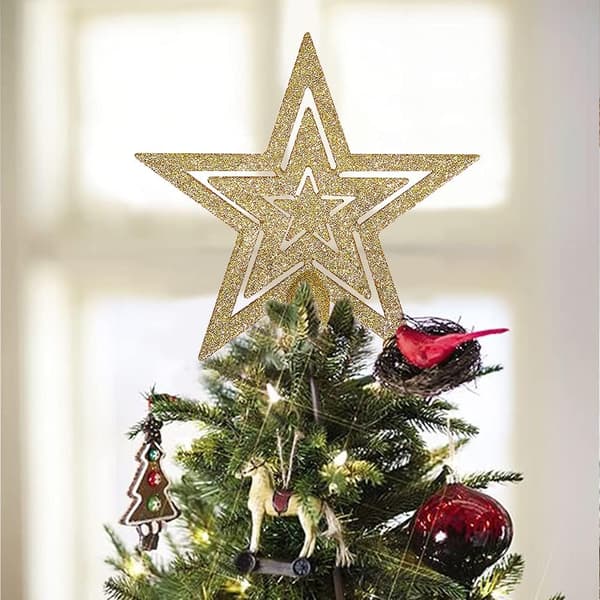 Stjerne til juletre, julestjerne til tre gull juletre