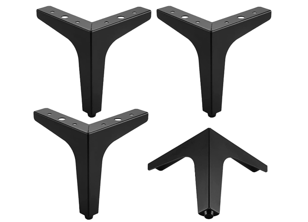 (Svart) 4 st metallmöbelben, 4 \" 10 cm triangulära möbelben för soffa, soffbord, TV-skåp och andra möbelben.
