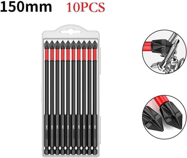 Högt vridmoment Bits PH2 Magnetisk Bitssats 10-pack Skruvmejsel (150mm)