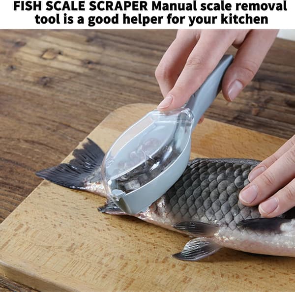 1PC Blå Fiskhudborste, Hudskalare med Transparent Lock, Qui