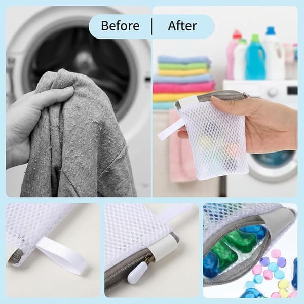 Set of 6 Mini Mesh Laundry Bags - Small Triangular Non-Stick Bags - Storage Bag for Scent Beads - Washing Machine