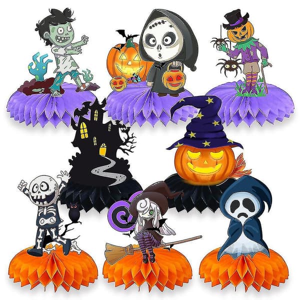8 stk. Bordpynt Centerpieces Halloween Honeycomb Toppers til Temafest