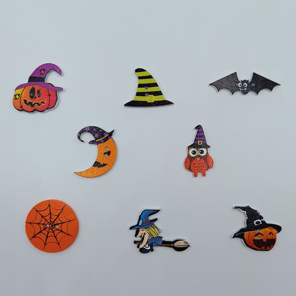 100 Halloween-tema trævedhæng med reb, græskar, spøgelser