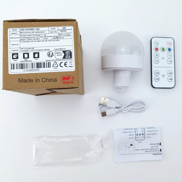Rechargeable LED Lamp with 3 Color Temperatures and Remote Control Magnetic