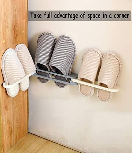 (Grey) Slipper Rack Hanging Shoe Holder, 3 in 1 Foldable Holder