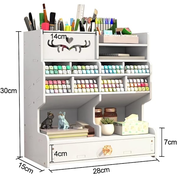 Large Capacity Desktop Storage, Stationery Storage Box (White D)