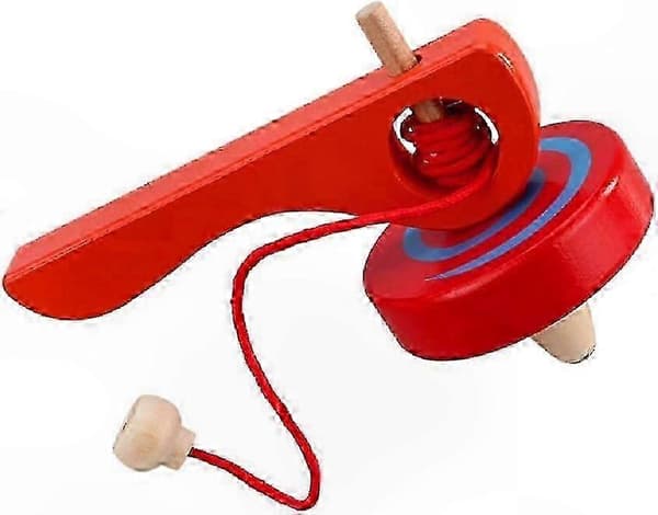 Durable Wooden Spinning Top with Handle, Drawstring and String, Long-lasting Performance, Random Color Selection