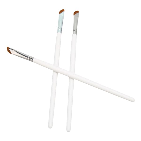 3-pack Angled Eyeliner Brush Ultra Fine Slanted Cut Makeup Brush with Comfortable Grip White