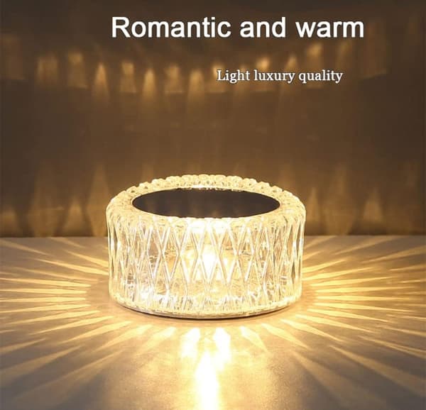 Crystal LED Table Lamp, 3-Level Adjustable Brightness, 16-Color Touch Controlled Rechargeable Lamp, Night Light, Bedside Lamp, Dining Table Lamp