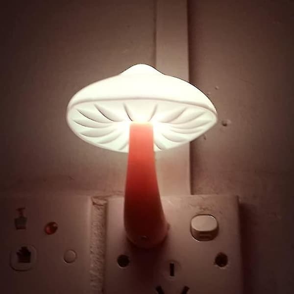 2-pakning Lyskontroll Svamp Dekorativ Nattlampe Plug-in Lyssensor Sengelampe Led Lys Bursdagsgave (gul)