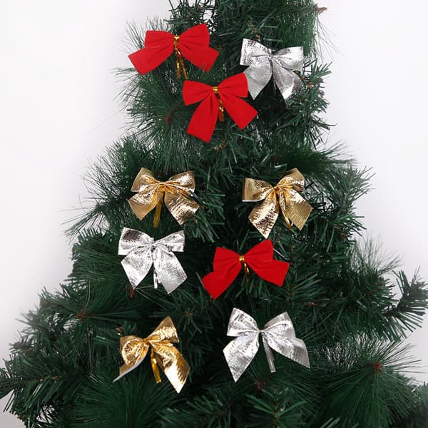 Christmas Tree Bows, Red Gold and Silver Mini Decorative Bows, 36-Pack, for Christmas Trees, Weddings and Parties, 4 x 5 cm