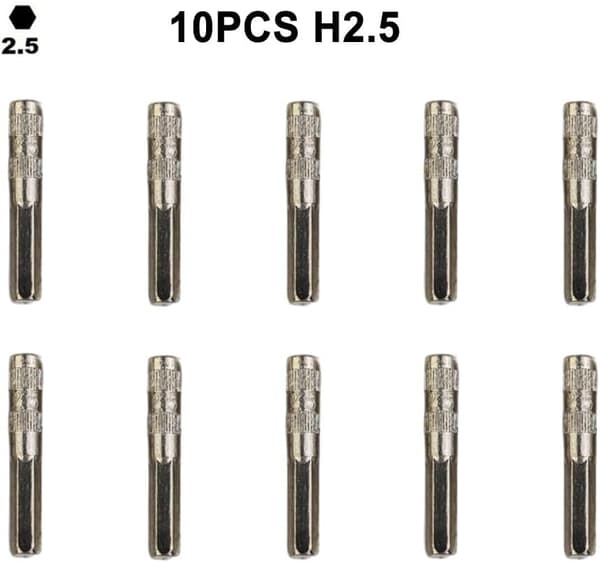 H4 sekskantbitsmutter for leker, møbler, 10 stk med driver 2,5-5,5 mm for (2,5 mm) 2,5 mm 2.5mm