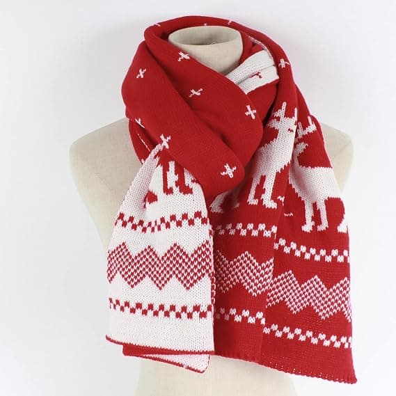 Unisex reinsdyr og snøfnugg strikket skjerf