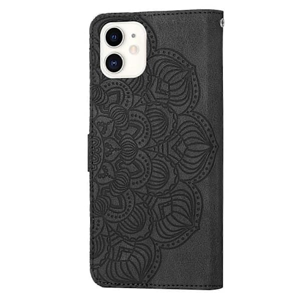 Mandala Preget Lær Flip-deksel for iPhone 12 mini