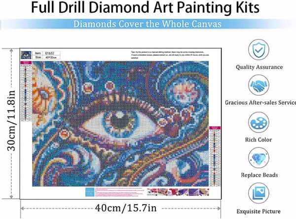 (12 \" x 16 \") 5D Diamantmaleri Sæt til Voksne, Øje DIY Fuld Diam