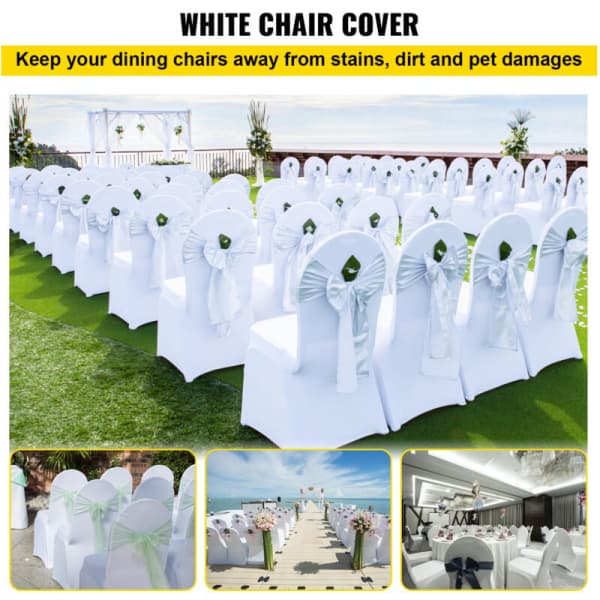 4 pcs White Stretch Chair Covers for Wedding, High Quality