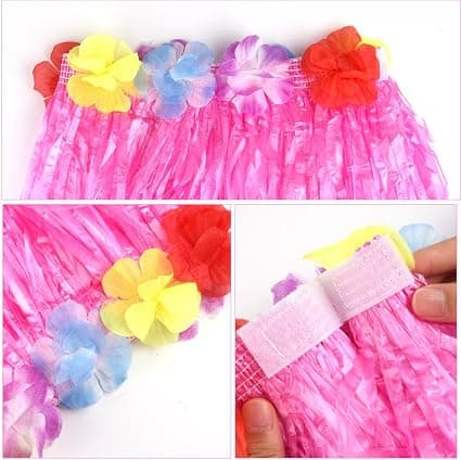 5 set 25 st hawaiianska gräskjolar hula kjol set inklusive blomma halsband