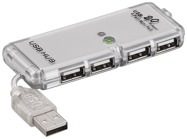 USB-hub med 4 porter USB 2.0 Hi-Speed Grå