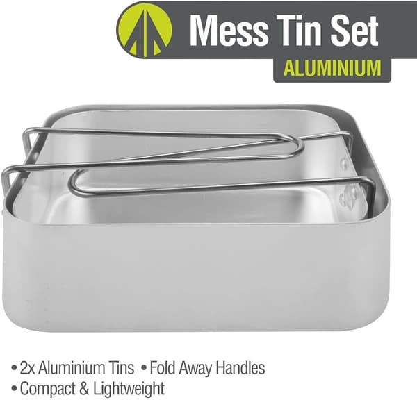 Sæt med 2 stabelbare madkasser i aluminium til camping og madlavning