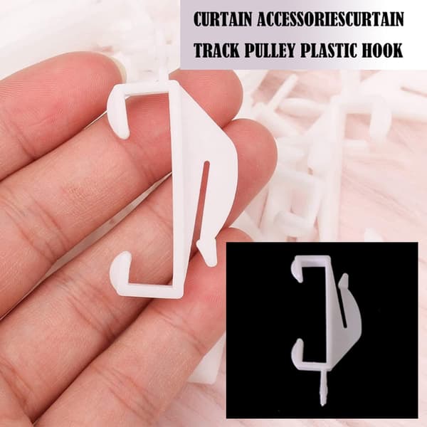 (White) Curtain Track Gliders, Curtain Hooks, 50 Pcs Curtain Hooks