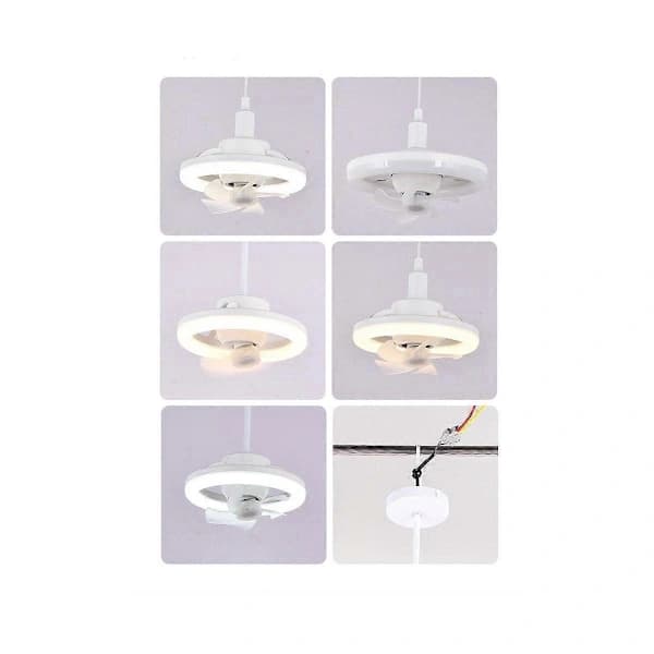 (pow yeah!) 360° Rotating Ceiling Fan with E27 Intelligent Fan with Remote Control LED Fan Light for Living Room R