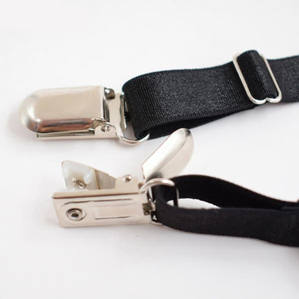 Skjorteholdere til mænd, elastiske skridsikre clips, nylon, sort