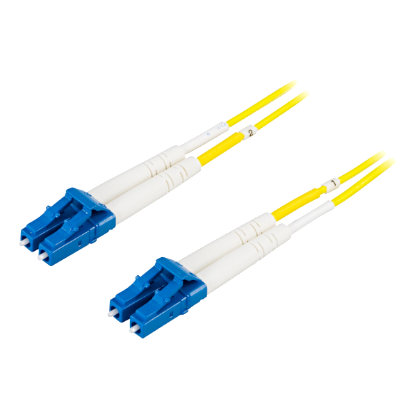 OS2 Fiberkabel, LC - LC, duplex, singlemode, 20m Gul