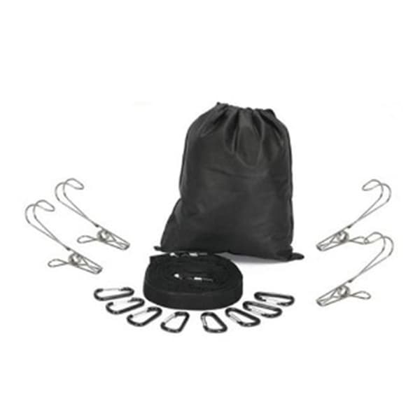 Outdoor Camping Clothesline Storage Strap Tent Rope with D-ring Black