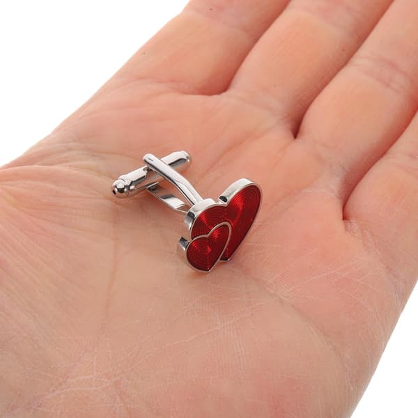 Røde hjerte mansjettknapper Messing Formelt Tilbehør for Menn og Forlovere