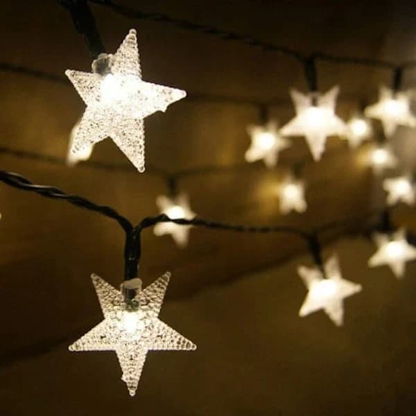 （pow yeah！）Solcellelyslenker for utendørs bruk med lyssensor 7M 50 LED Vanntette lyslenker Stjernekrystallkule Juletrepynt Julefest
