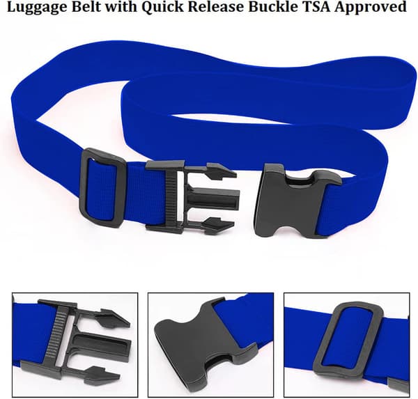 Bagageremmar, Ljusa Justerbara Bagageremmar, TSA-godkända (Blå) 2-pack